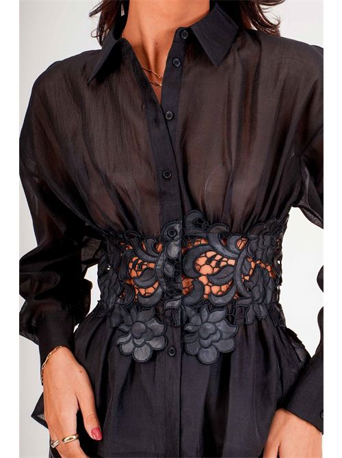 Camicia in organzacon fashia decorativa twins fantasy | T5064BLACK